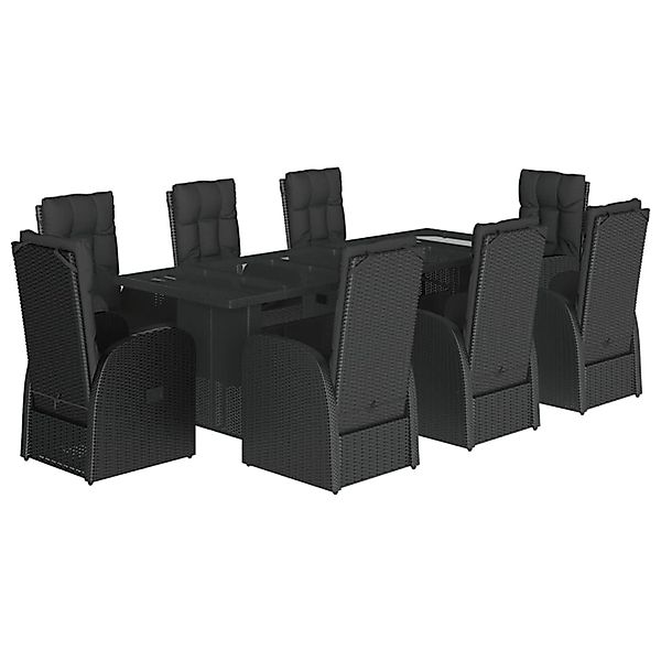 vidaXL 9-Tlg Garten-Essgruppe mit Kissen Schwarz Poly Rattan 3277654 günstig online kaufen