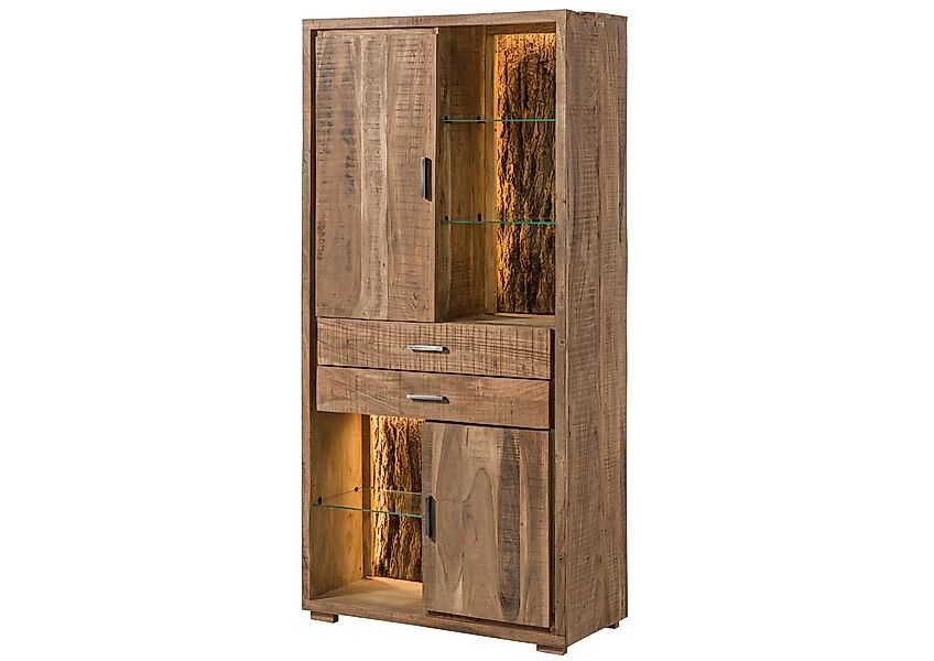 Massivmoebel24 Dreh-/Schwebetürenschrank (Massivholz Akazie 88x40x180 natur günstig online kaufen
