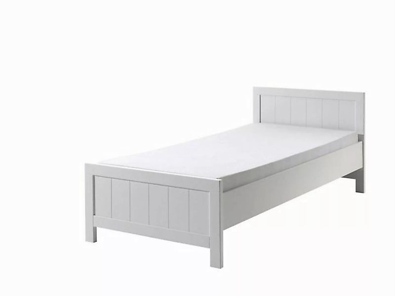 Natur24 Einzelbett Bett Einzelbett Erik 90x200cm MDF und Kiefer Weiß günstig online kaufen