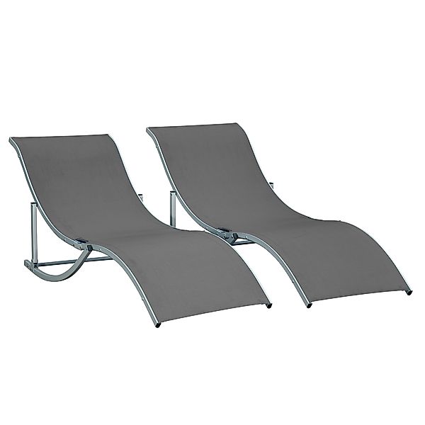 Outsunny Gartenliege ergonomisch Aluminium Texteline Dunkelgrau günstig online kaufen