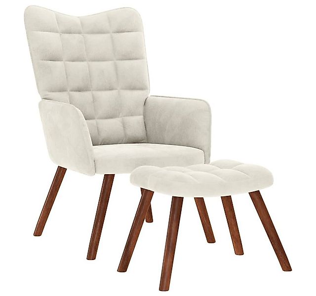 vidaXL Sessel Relaxsessel mit Hocker Creme Samt (1-St) günstig online kaufen