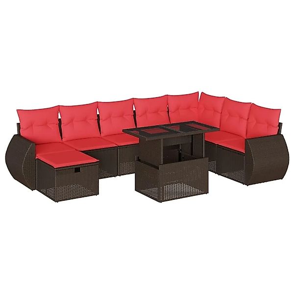 vidaXL 9-Tlg Gartensofa-Set mit Kissen Braun Polyrattan 3275194 günstig online kaufen