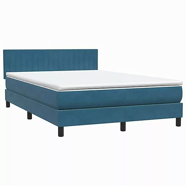 vidaXL Bett Boxspringbett mit Matratze Dunkelblau 160x220 cm Samt günstig online kaufen