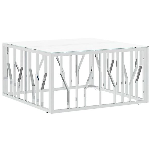 vidaXL Couchtisch Silbern 80x80x40 cm Edelstahl und Glas 350059 günstig online kaufen