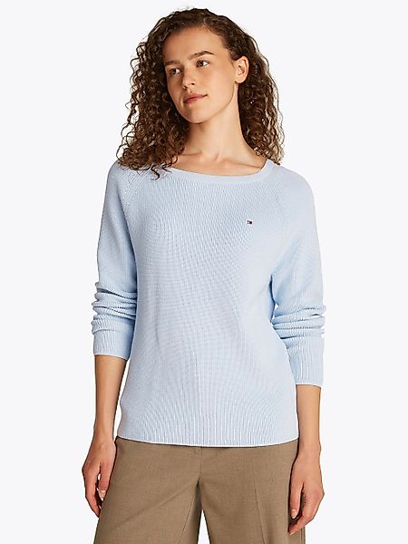 Tommy Hilfiger Strickpullover CO CARDI FINE GG LS BOAT-NK SWT mit Raglanärm günstig online kaufen
