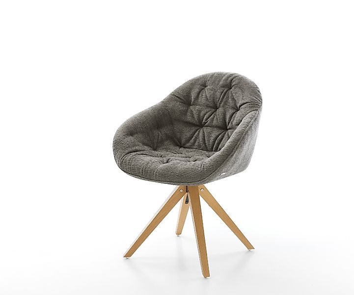 Drehstuhl Gaio-Flex Bouclé Soft Schlamm Holzgestell kantig Natur 180° drehb günstig online kaufen