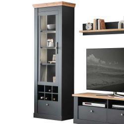 Landhaus Stil Fernseher Schrankwand in Anthrazit Wildeichefarben (vierteili günstig online kaufen