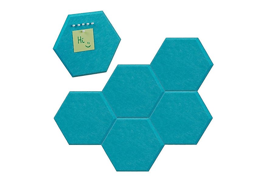 relaxdays Pinnwand Blaue Filzpinnwand Sechsecke 6er Set günstig online kaufen
