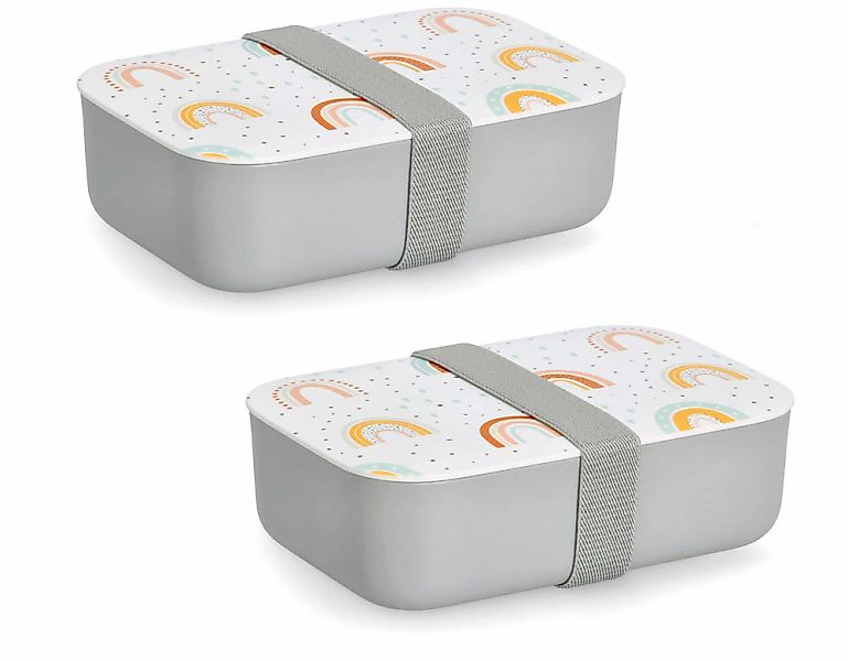 Zeller Present Lunchbox "Rainbow" Set, 2 Stk. tlg. Regenbogen Muster günstig online kaufen