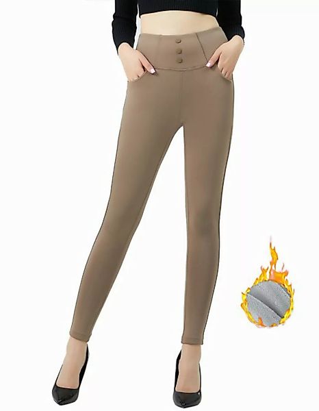 Jepo Leggings Elastische Damenhose Thermoleggings warm Fit Taupe-S/M Bequem günstig online kaufen