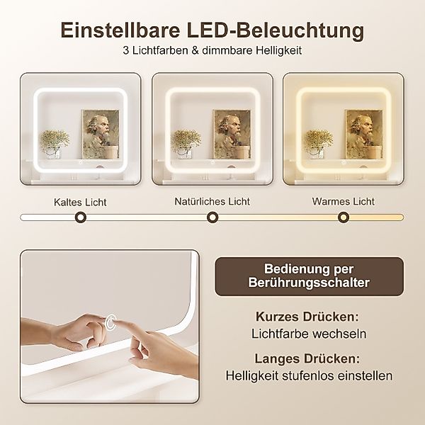Homimaster Schminktisch Schminktisch mit LED-Beleuchtung, Spiegel, günstig online kaufen