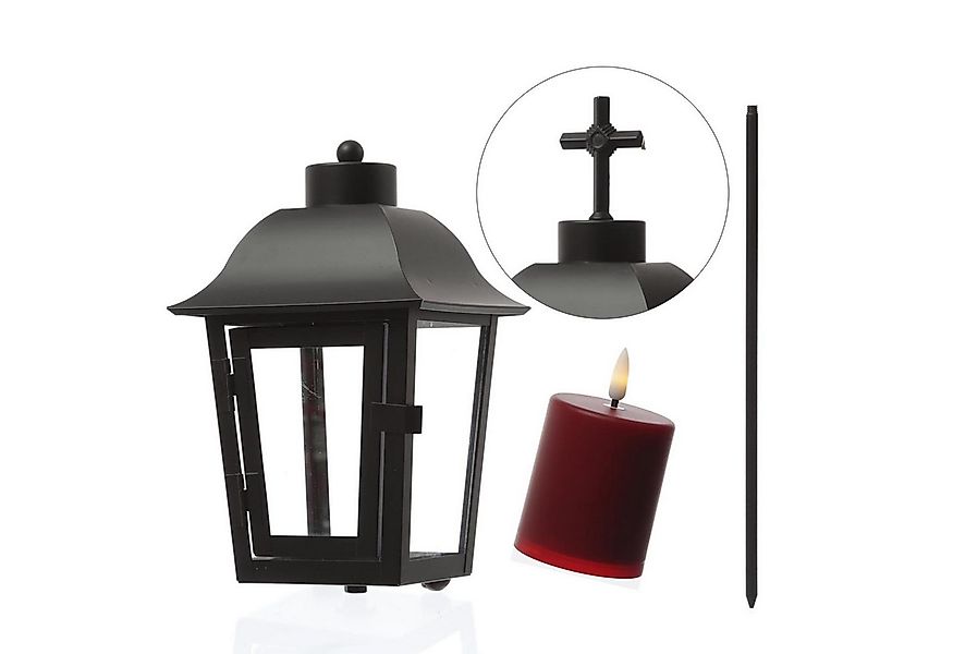 MARELIDA LED Laterne Grablaterne mit Mini LED Kerze Grablicht wechselbare S günstig online kaufen