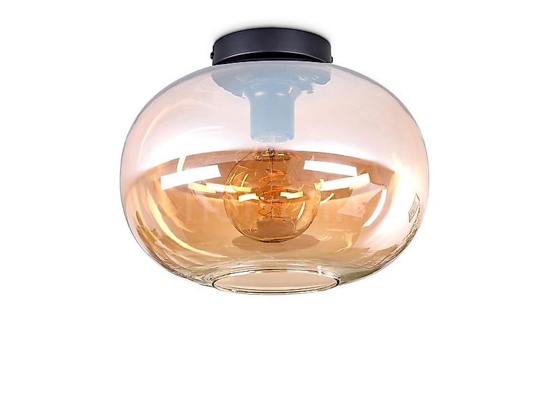 hofstein Deckenleuchte Deckenlampe aus Metall/Glas in Schwarz/Bernsteinfarb günstig online kaufen