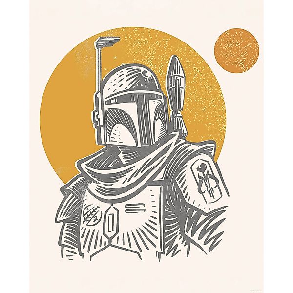 Komar Wandbild Star Wars Boba Fett Illustration Iconic 40 cm x 50 cm Beige günstig online kaufen