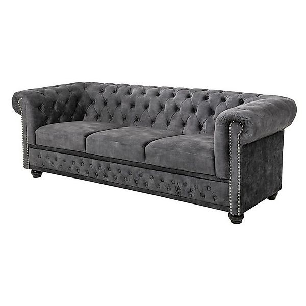 riess-ambiente 3-Sitzer CHESTERFIELD 205cm grau, Einzelartikel 1 Teile, Woh günstig online kaufen