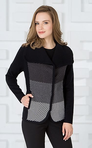 Passioni Cardigan mit Schalkragen und Fischgrätenmuster günstig online kaufen
