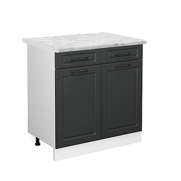 Vicco Küchenunterschrank R-Line Anthrazit Landhaus/Weiß 80 cm AP Marmor günstig online kaufen