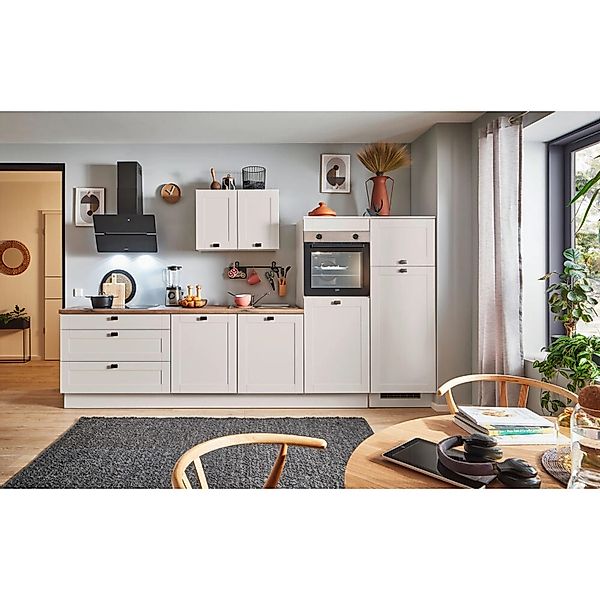 pino Küchenzeile 340 cm Kaschmirgrau Matt Anschlag rechts 2 Geräteschränke günstig online kaufen