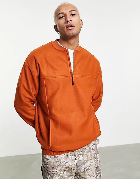 ASOS DESIGN – Oversize-Sweatshirt aus Polarfleece mit Reißverschlusskragen- günstig online kaufen