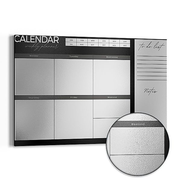DEQORI Magnettafel 'Wochenplaner Schwarz (EN)', Metall günstig online kaufen