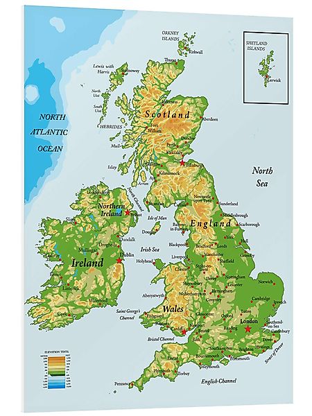 Posterlounge Poster Editors Choice, Topografische Karte günstig online kaufen