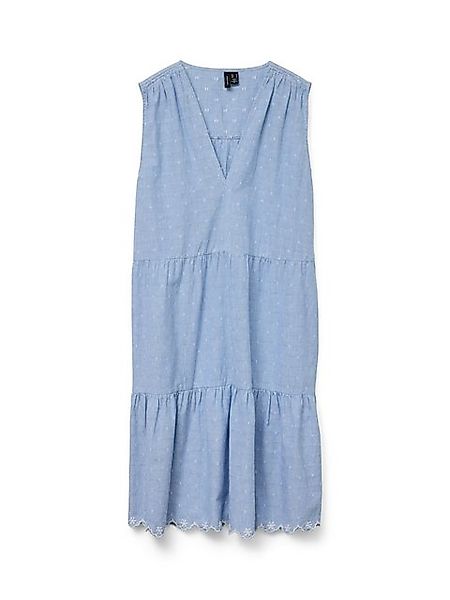 Vero Moda Shirtkleid Legeres Streifen Minikleid mit Stickerei ohne Ärmel (m günstig online kaufen