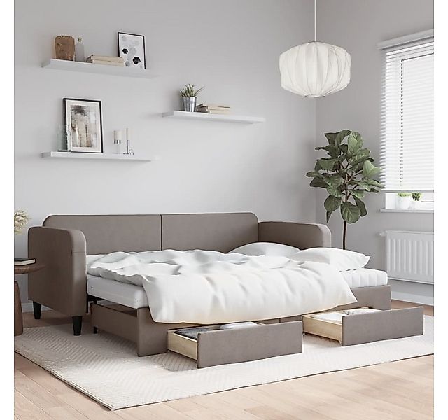 vidaXL Bett, Tagesbett Ausziehbar mit Schubladen Taupe 80x200 cm Stoff günstig online kaufen