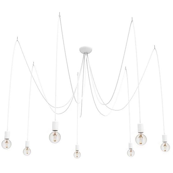 Licht-Erlebnisse Pendelleuchte Metall Weiß 300 cm Lang XXL 7x E27 Spider günstig online kaufen