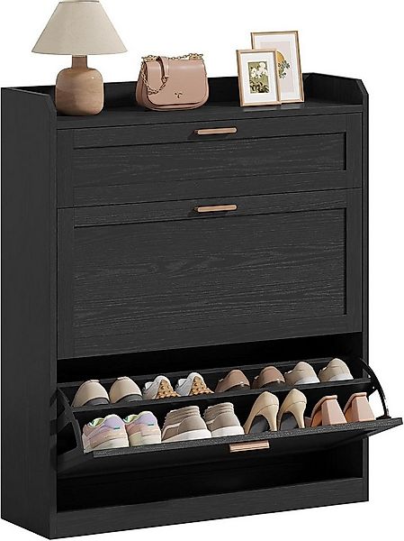 MSMASK Schuhschrank mit 2 Klappen, 24 x 80 x 104 cm Schwarz günstig online kaufen