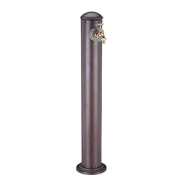 relaxdays Gartenbrunnen Runde Wasserzapfsäule, Braun günstig online kaufen