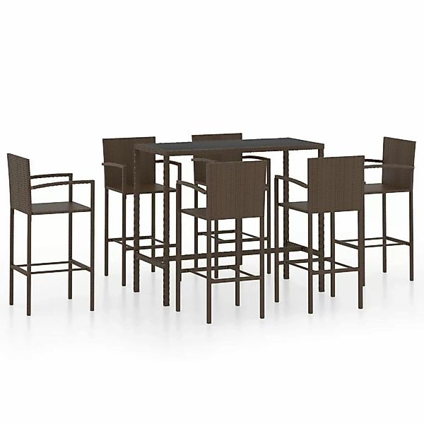 7-tlg. Gartenbar-set Poly Rattan Braun günstig online kaufen