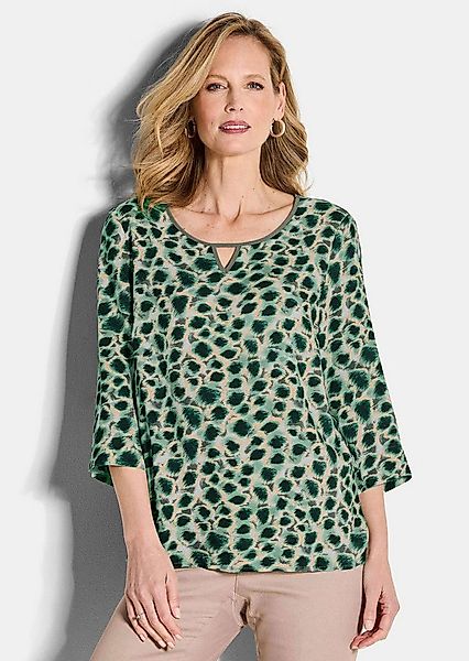 GOLDNER Schlupfbluse Elegante Viskosebluse mit Leo-Muster Printbluse mit Ru günstig online kaufen