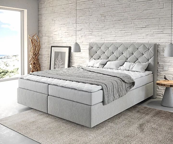 DELIFE Boxspringbett Dream-Great, Mikrofaser Silbergrau 160x200 günstig online kaufen