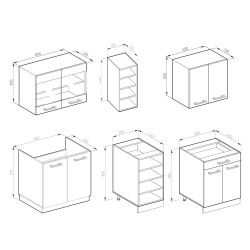 Vicco Küchenzeile R-Line, Edelgrau/Weiß, Ohne Arbeitsplatten günstig online kaufen