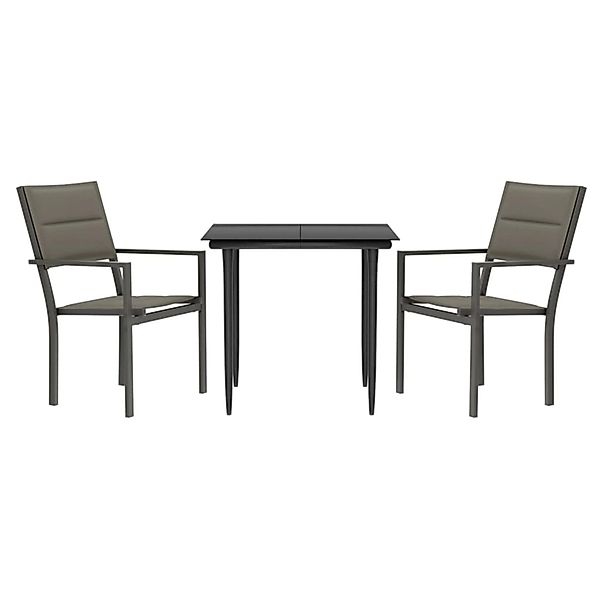 vidaXL 3-Tlg Garten-Essgruppe Schwarz Stahl und Textilene 3200734 günstig online kaufen