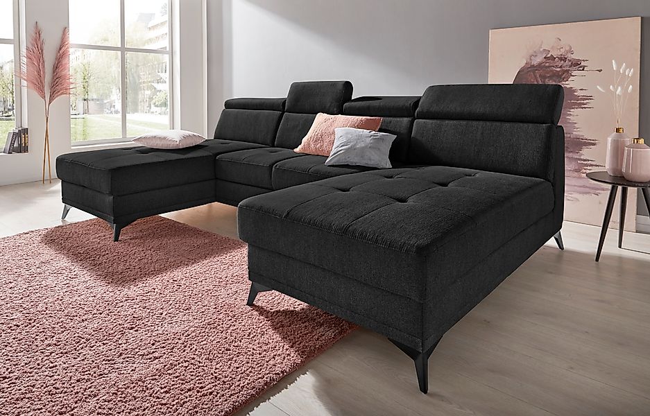 Home affaire Wohnlandschaft »Cardiz U-Form« inkl.Kopfteilverstellung und Fe günstig online kaufen