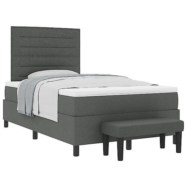 vidaXL Bett Boxspringbett mit Matratze & Bank Dunkelgrau 120x190 cm Stoff ( günstig online kaufen