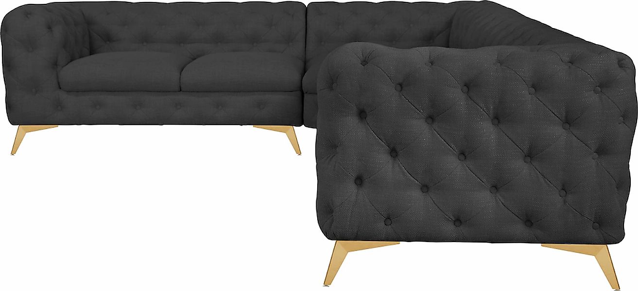 Home affaire Chesterfield-Sofa "Ecksofa GLYNIS L-Form mit Wellenunterfederu günstig online kaufen