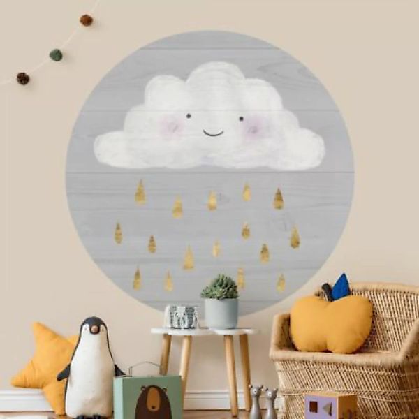 Bilderwelten Runde Tapete selbstklebend Kinderzimmer Wolke mit goldenen Reg günstig online kaufen