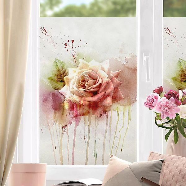 Fensterfolie Aquarell Rose günstig online kaufen