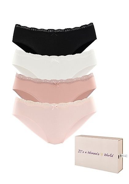 LASCANA Bikinislip (Packung, 4-St) aus elastischer Baumwolle, in schöner Bo günstig online kaufen
