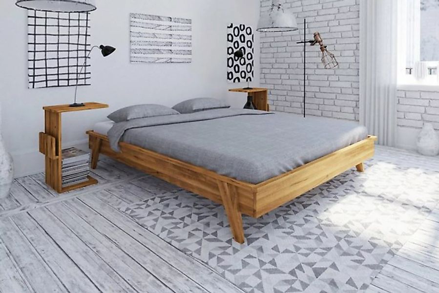 Natur24 Bett Bett Jetro 3 Wildeiche massiv 200x200cm ohne Kopfteil mit Holz günstig online kaufen