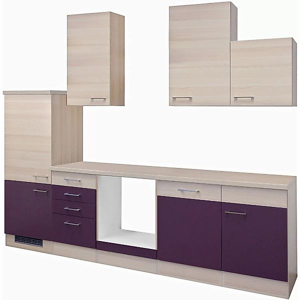 Flex-Well Exclusiv Küchenzeile Focus 280 cm ohne E-Geräte Akazie-Aubergine günstig online kaufen