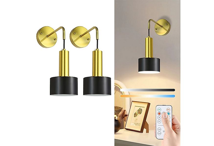 POPOLIC LED Wandleuchte NachttischLampe Wand-Leselampe, schwarz-goldene kab günstig online kaufen