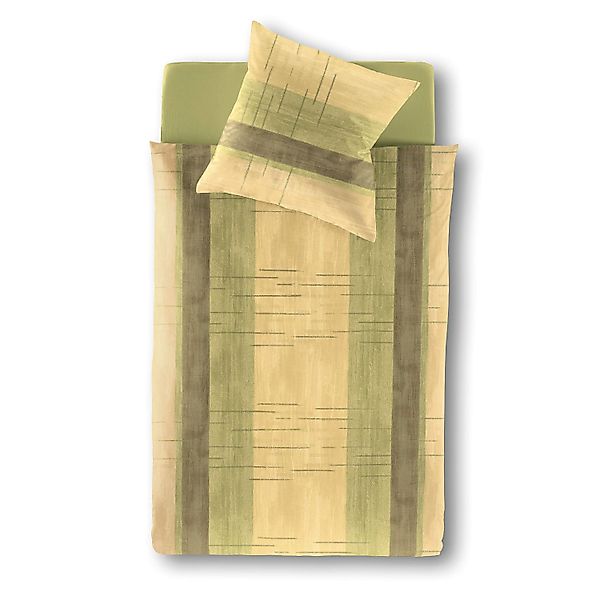 Irisette Biber Bettwäsche Koala 8274-30 Streifen Gelb Grün 135x200 günstig online kaufen