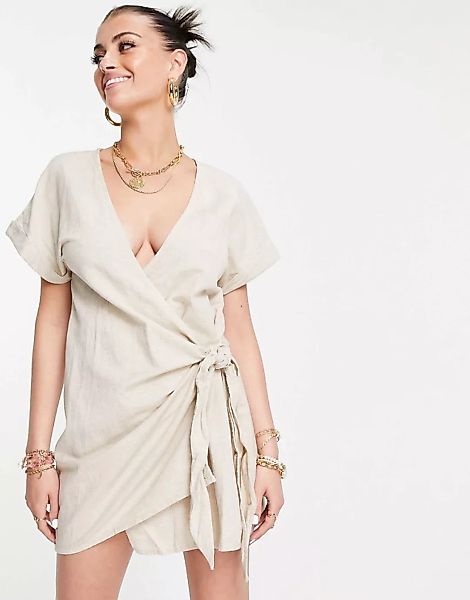 Rhythm – Sofia – Wickelkleid in Sand-Weiß günstig online kaufen