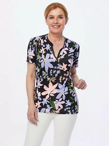 MONACO blue Print-Shirt mit Blumendruck und Strasssteinverzierung günstig online kaufen