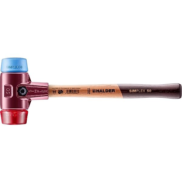 Halder Simplex Schonhammer Ø 50 mm TPE-soft Blau   Plastik Rot mit Tempergu günstig online kaufen