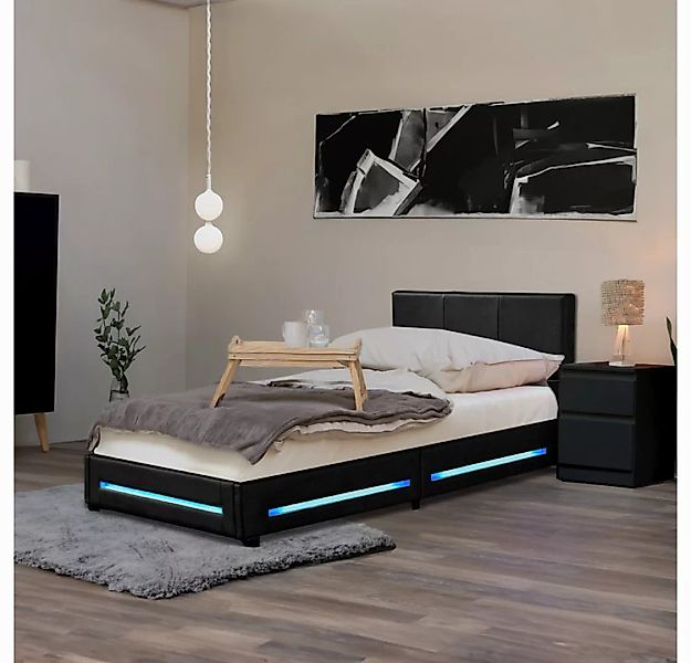 HOME DELUXE Bett LED Bett ASTEROID (Set, 2-tlg., inkl. Lattenrost & LED Bel günstig online kaufen