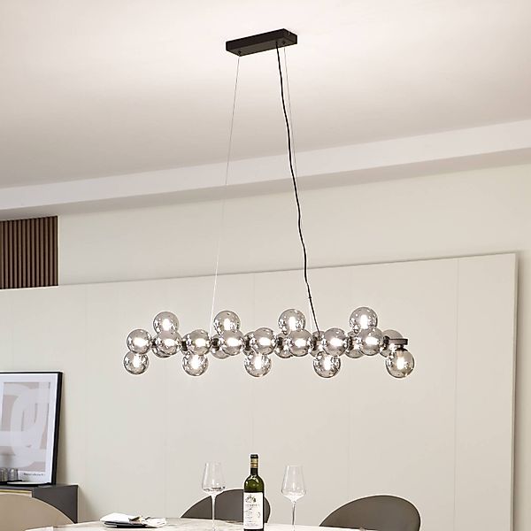 Lucande Hängeleuchte Naelen, schwarz/grau, 125 cm, Glas, G9 günstig online kaufen
